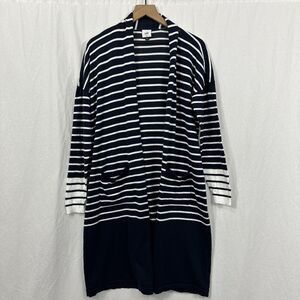 Cabi Boathouse Striped Nautical Preppy Coastal Cardigan Longline Womens Sz M